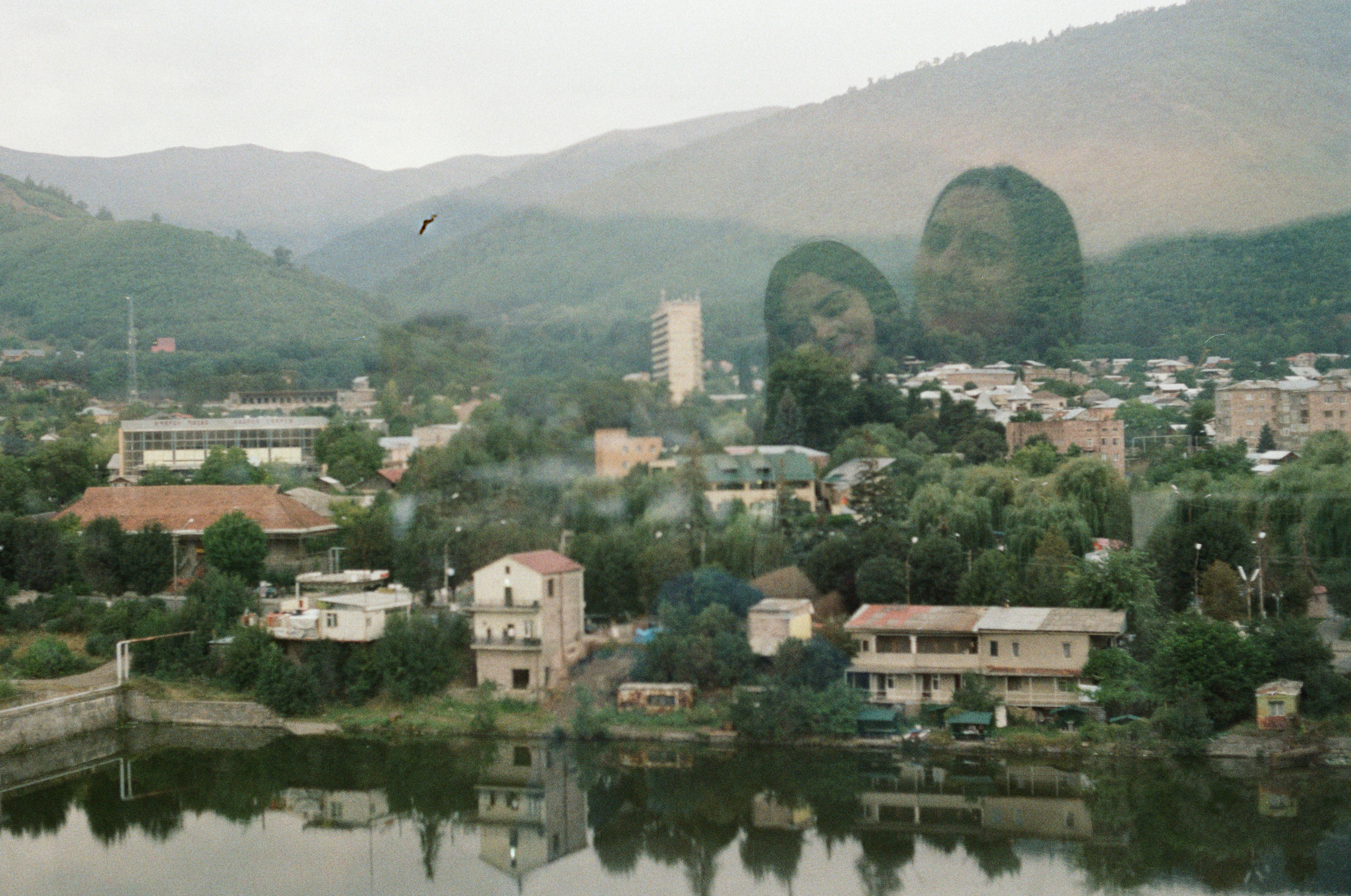 Vanadzor city with forested hills in the Lori region, Armenia