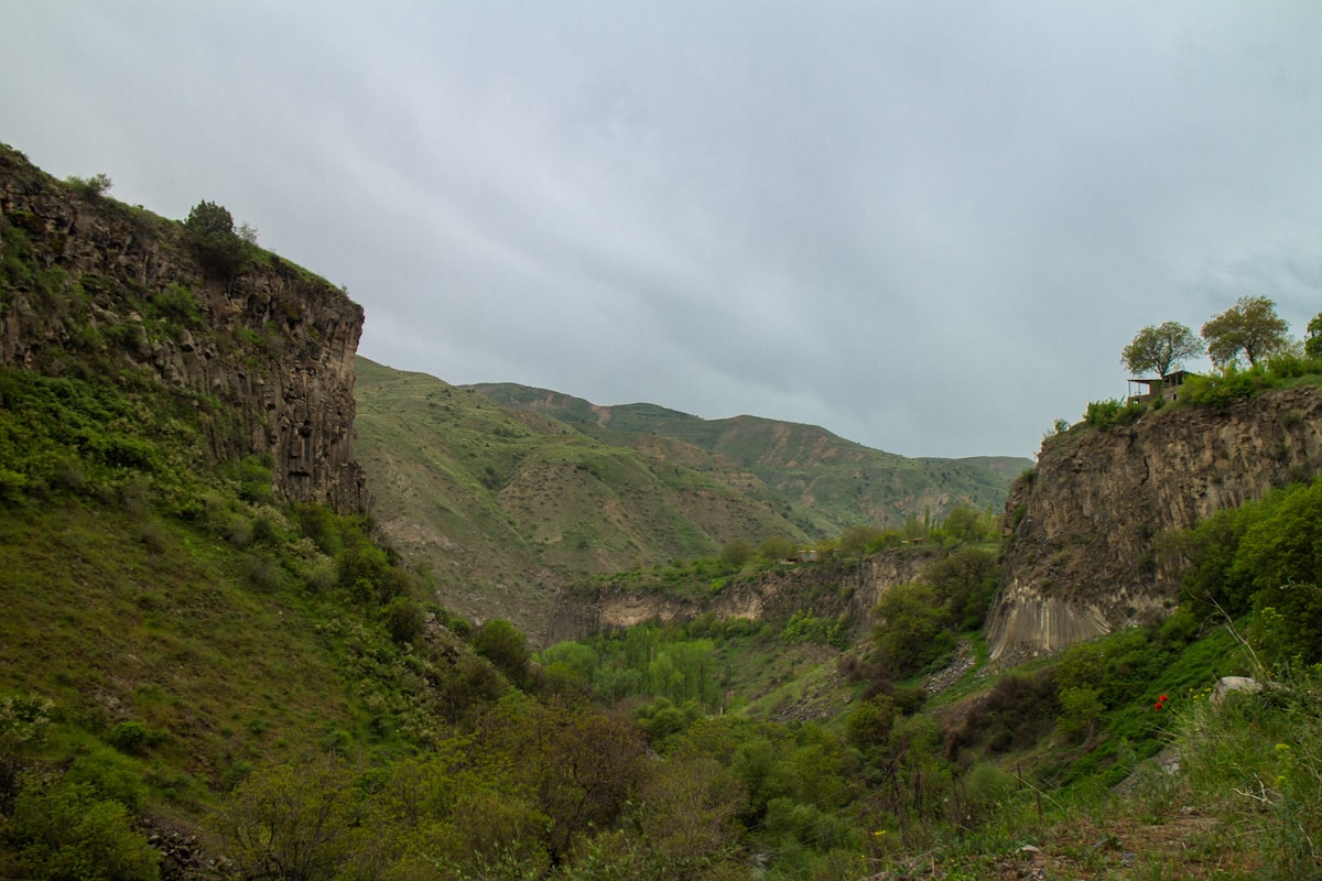 Rolling hills landscape near Garni, Armenia — getting around Armenia
