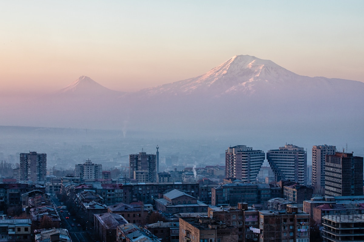 Aerial view of Yerevan with Mount Ararat at dawn — Armenia packing list