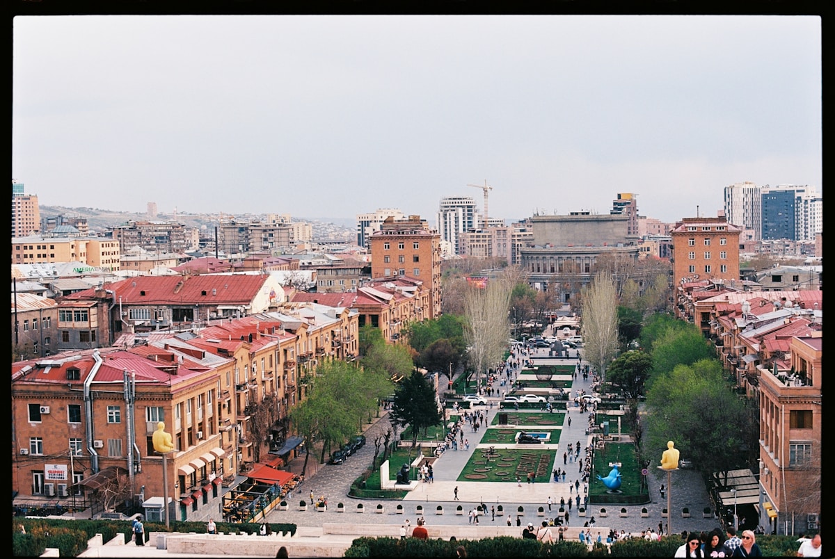 City square and stone buildings in central Yerevan, Armenia — SIM cards in Armenia